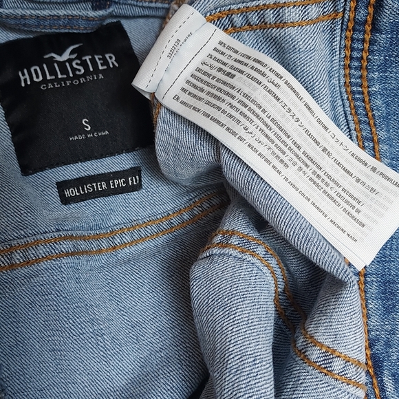 Hollister Womens Flex Denim Jean Jacket Destroyed Cotton Spandex S - Picture 12 of 13